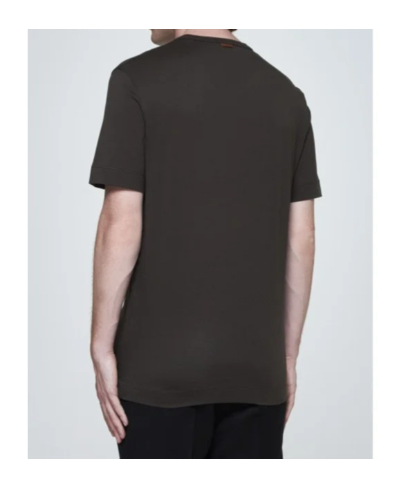 Zegna Cotton Crew Neck T-shirt With Side Slits In Black