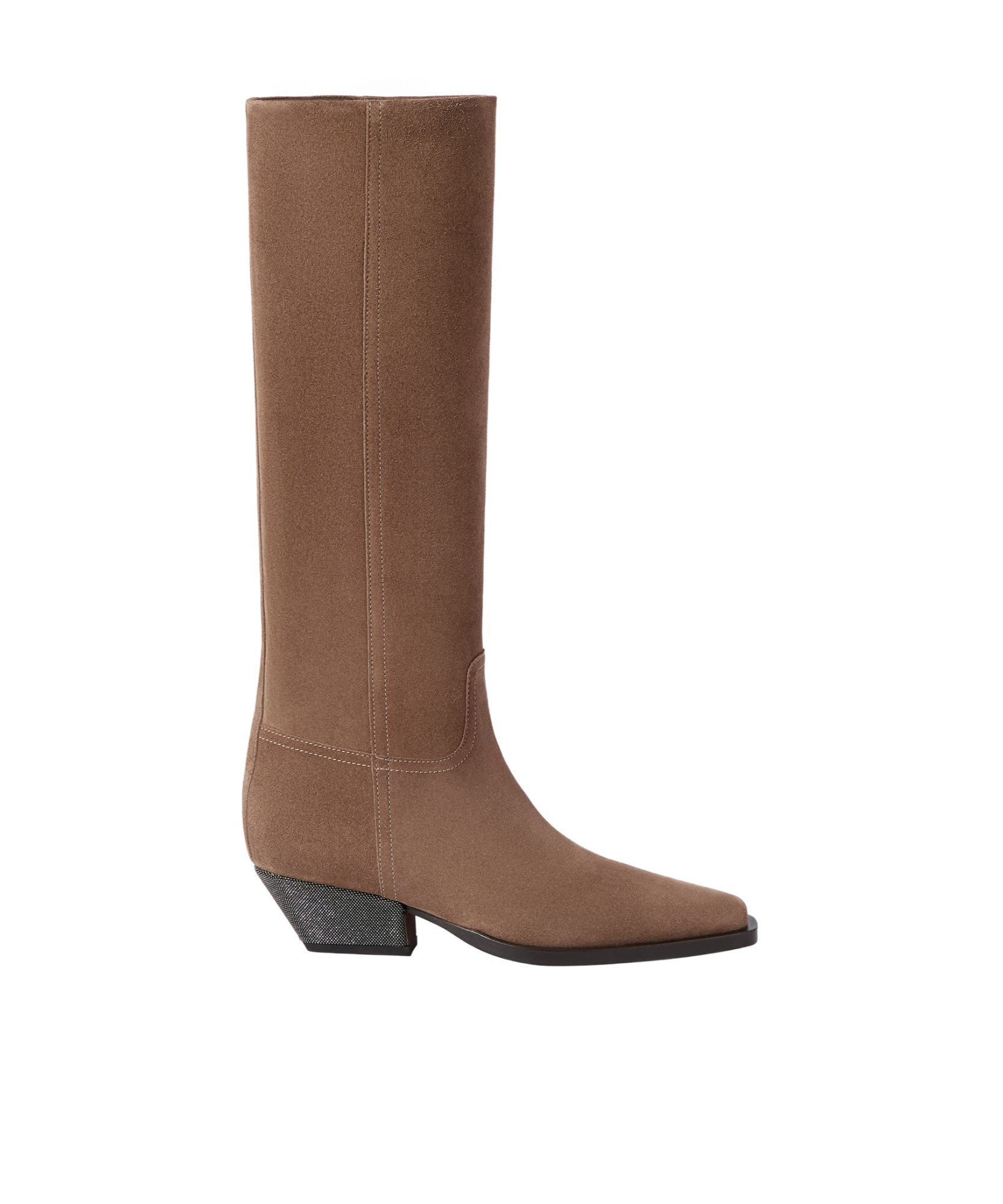 Brunello Cucinelli Suede Boots With Precious Heel In Long Boots