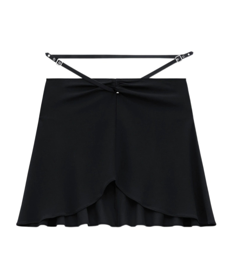 Courrèges Courreges Women Slash Ellipse Crepe Jerse Mini Skirt In Black