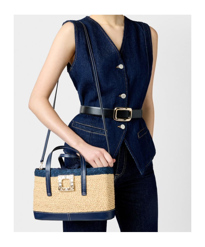 Roger Vivier Viv' Skate Shopping Bag In Raffia