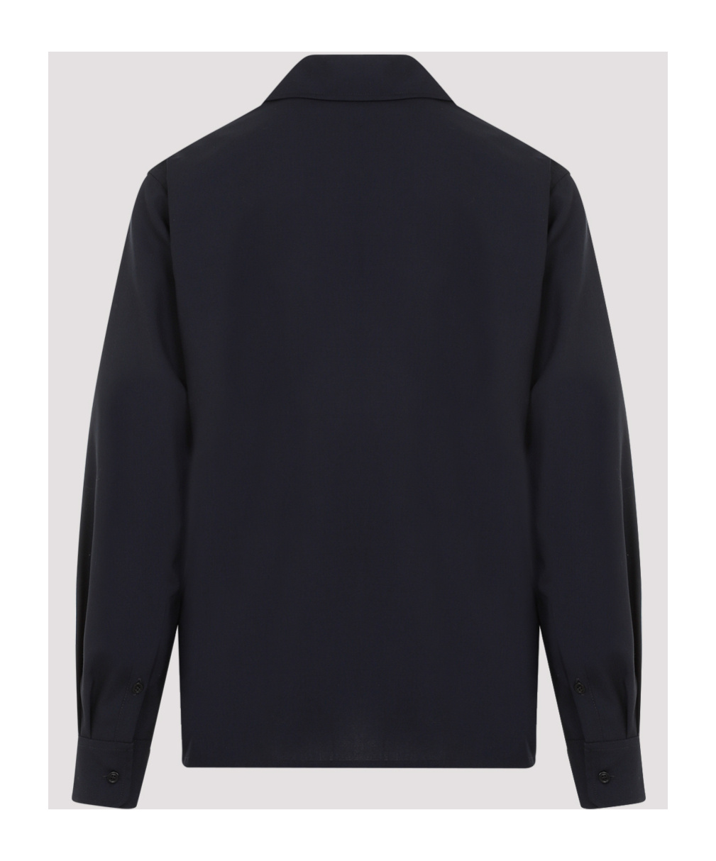 Marni Wool Shirt With Logo Embroidery In Black
