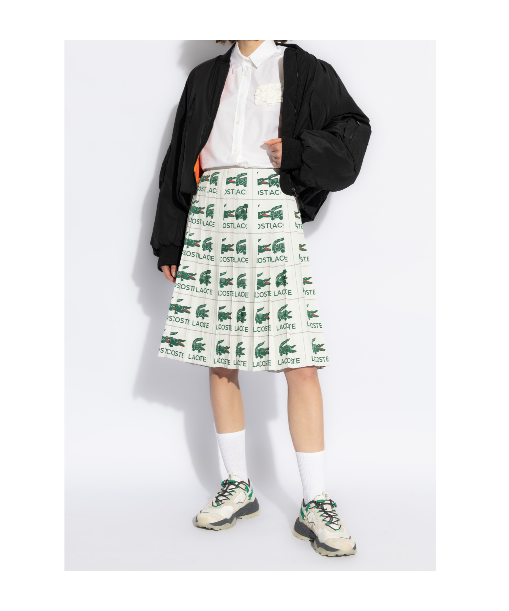 Lacoste Embroidered Bomber Jacket In Black