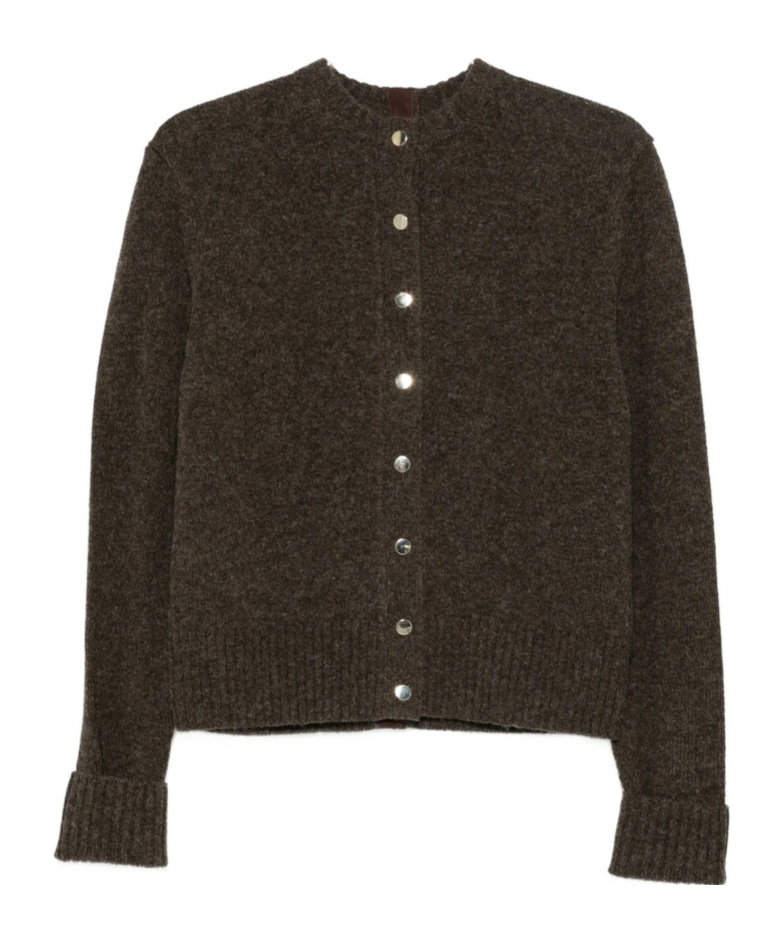 Carven Long-sleeved Knitted Cardigan In Brown