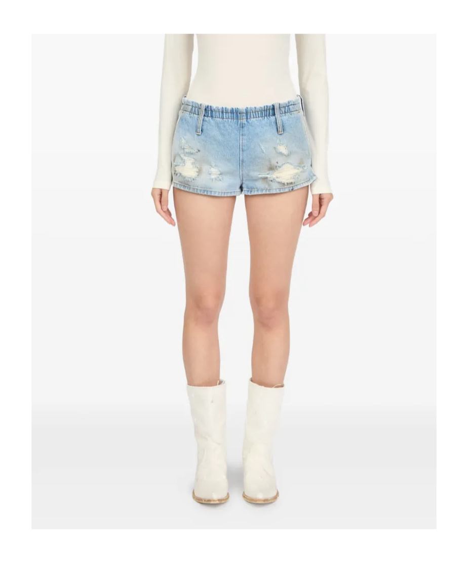 Shop Mm6 Maison Margiela Denim Shorts In Blue