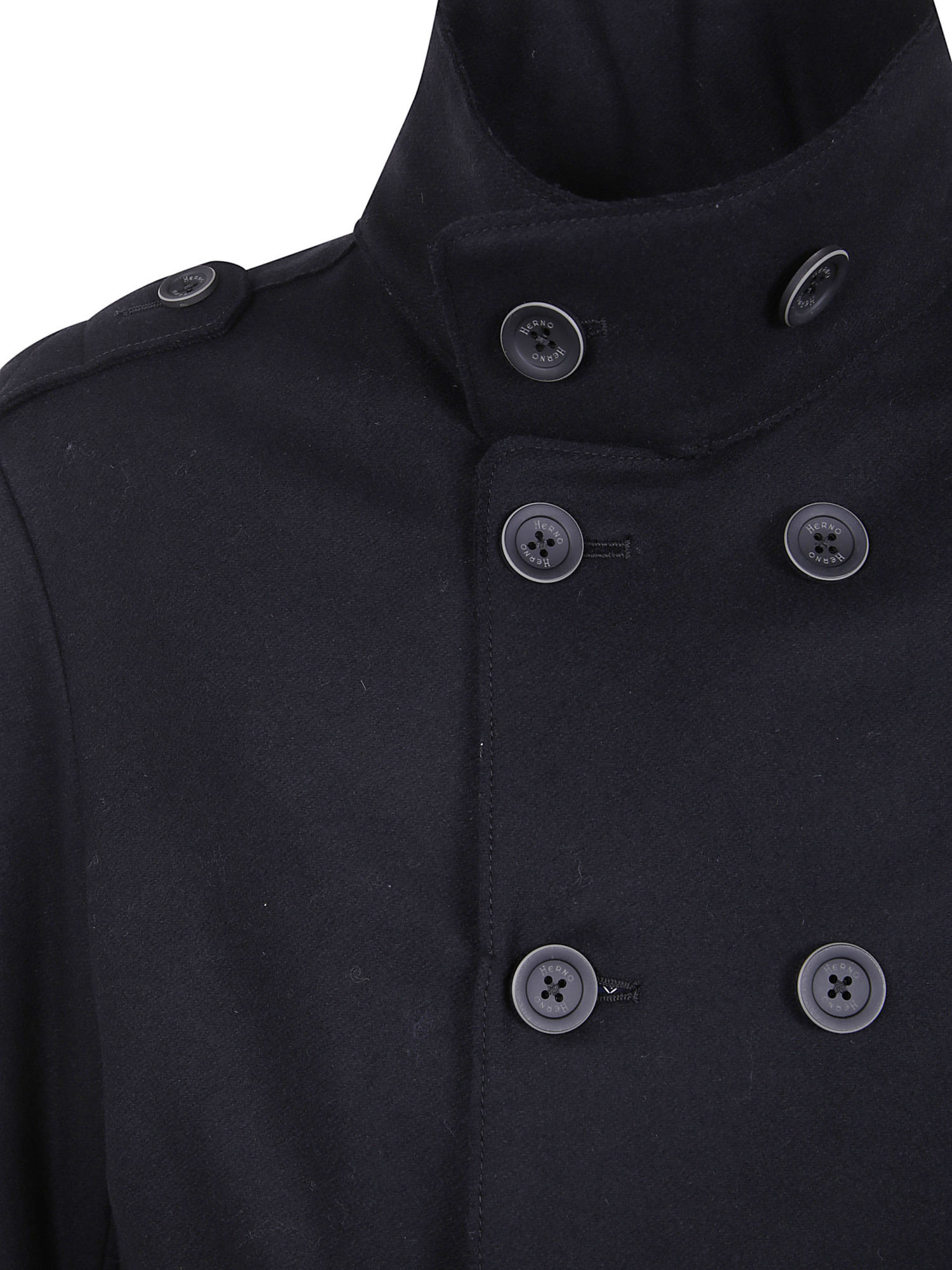 Herno Double-breasted Coat In Black
