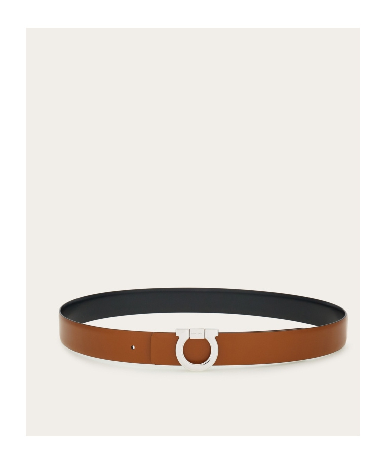 Ferragamo Double-sided Gancini Belt In Brown