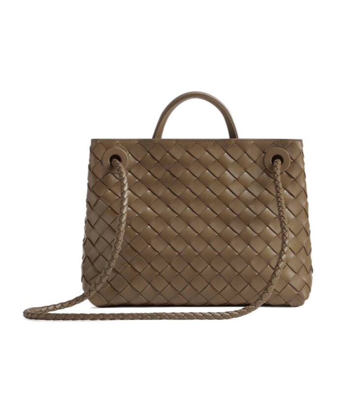 Bottega Veneta Andiamo Intrecciato Small Suede Tote Bag In Green