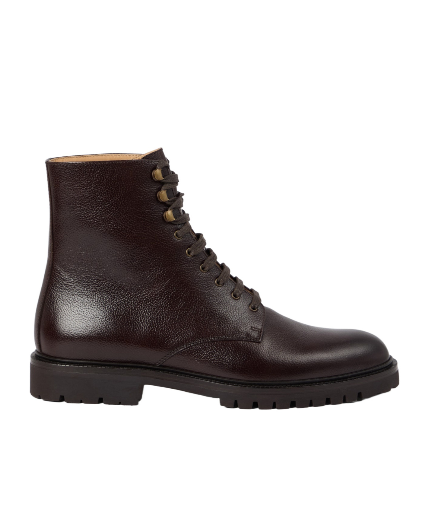 Brunello Cucinelli Leather Combat Boots In Brown