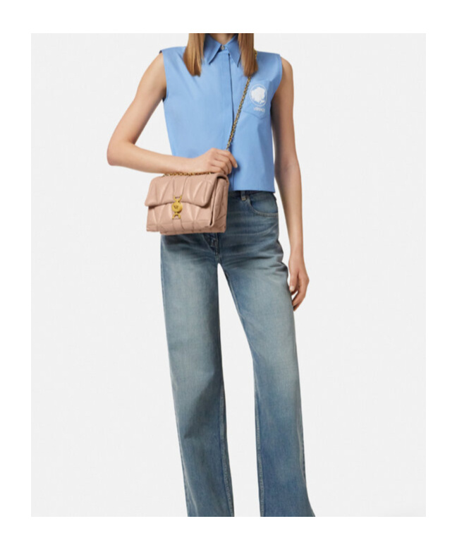 Versace Leather Shoulder Bag In Nude