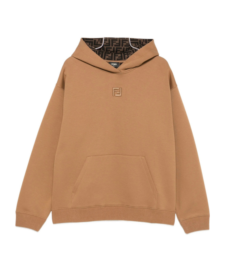 Fendi Cotton Hoodie With Ff Lining Clothing In Brown