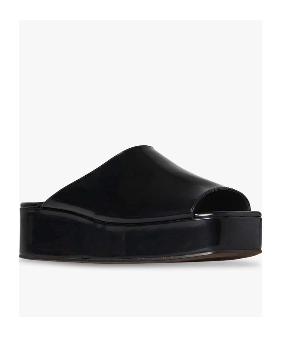 The Row Emi Glossed-leather Platform Slides