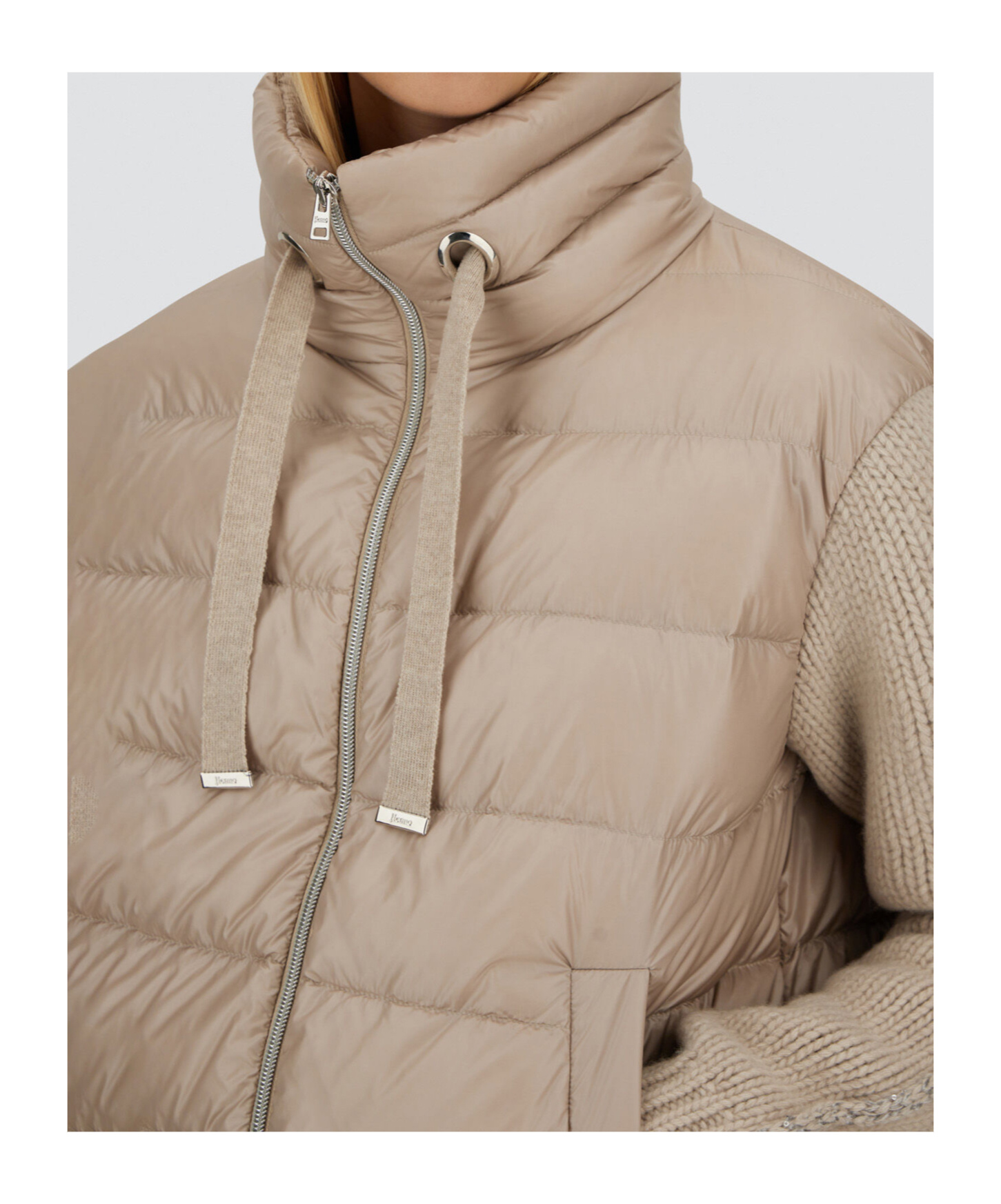 Herno Panelled Puffer Jacket In Neutral