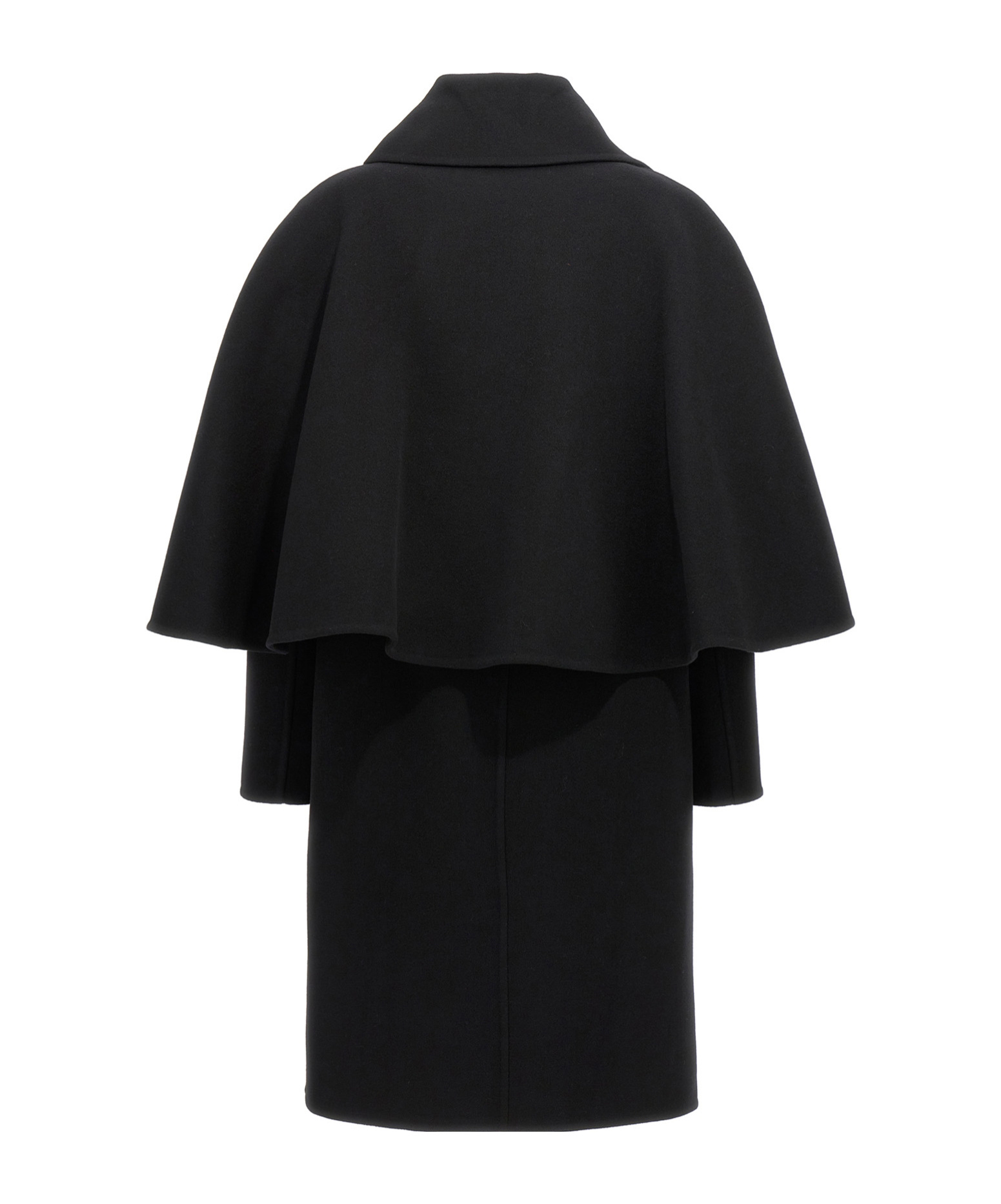 Chloé Cape Overlay Double-face Wool Cashmere Coat In Black