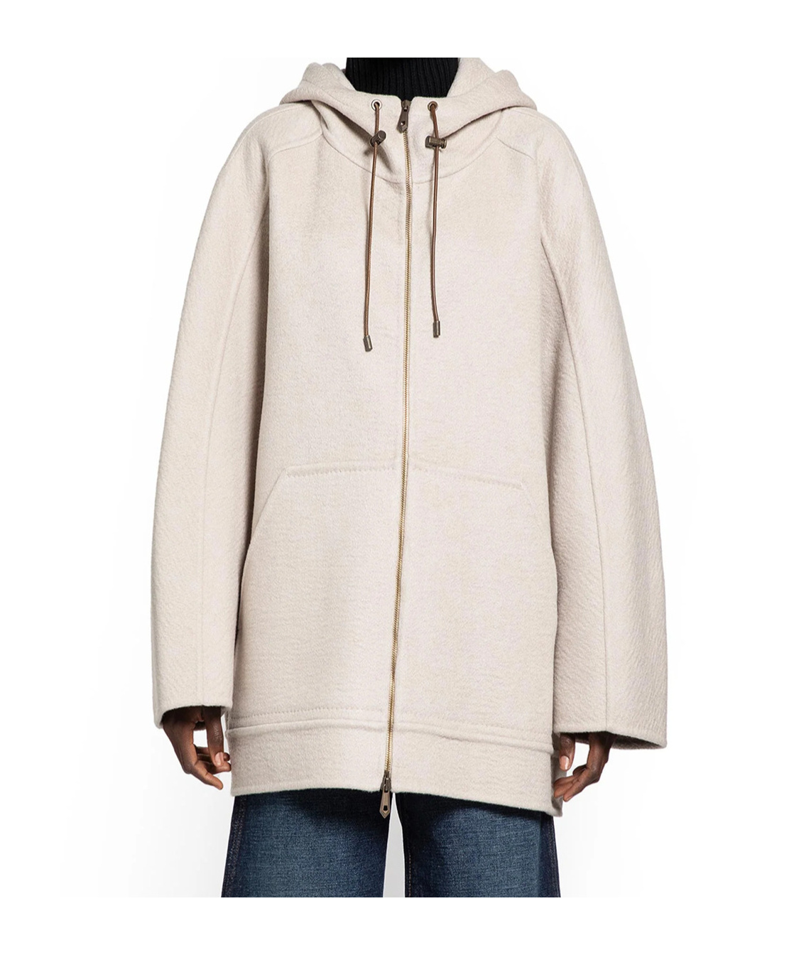 Max Mara Double-layer Pure Cashmere Sweatshirt Coat In White