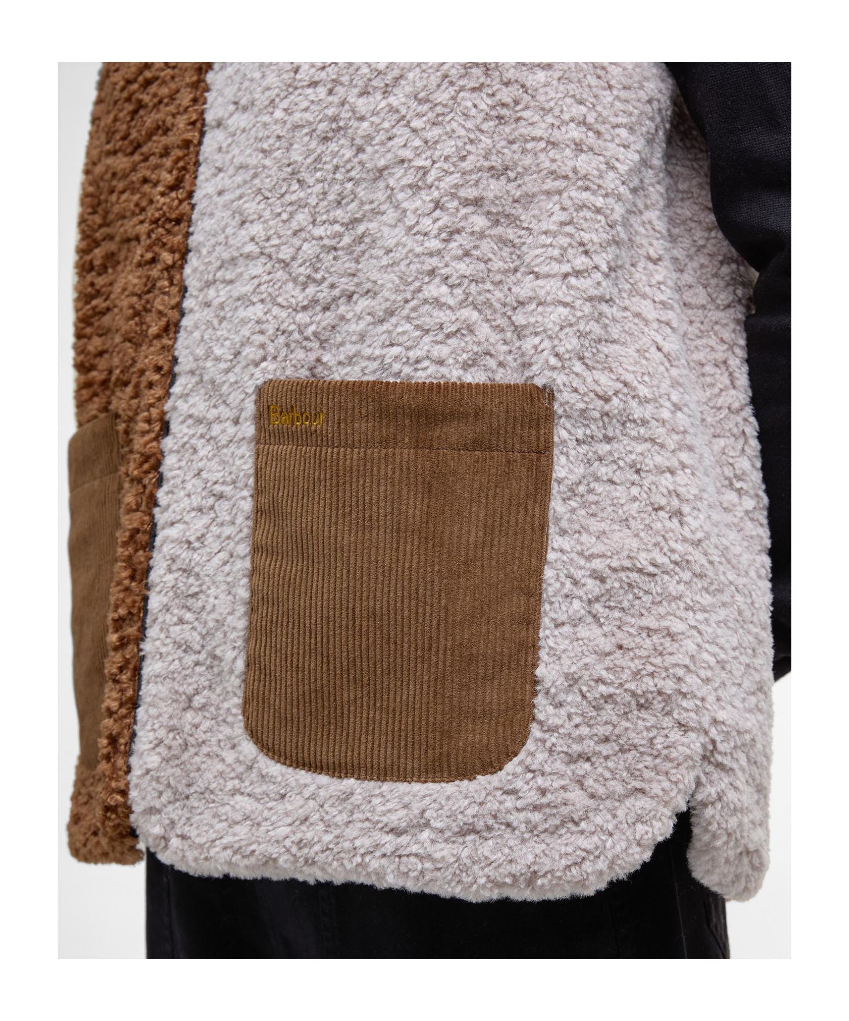 Barbour Patchwork Teddy Gilet In Brown