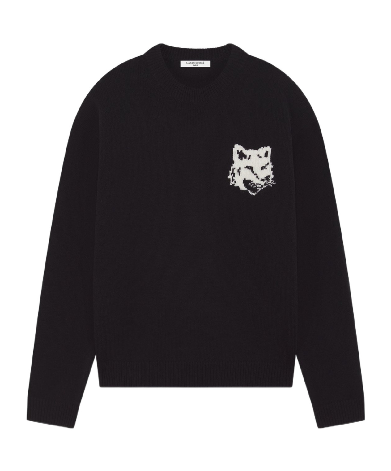Shop Maison Kitsuné Fox Head Intarsia-knit Jumper In Black