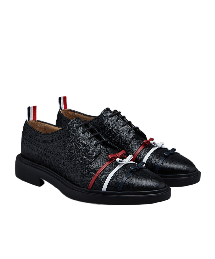 Thom Browne Bow Detailed Longwing Brogues In Black