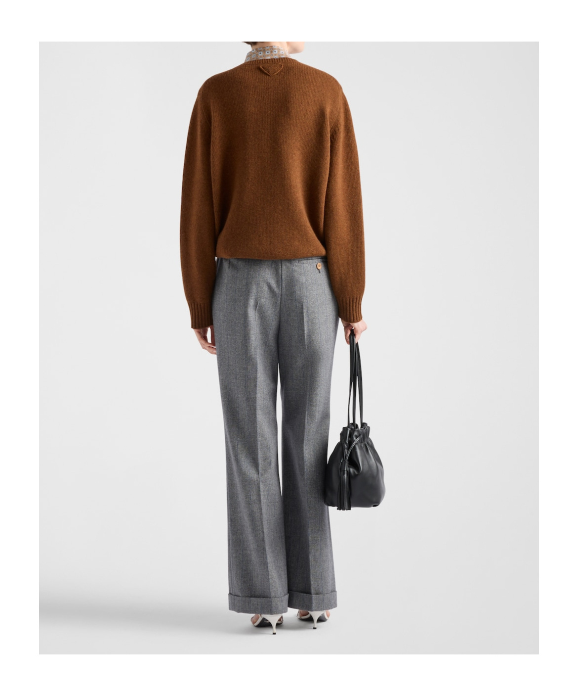 Prada Rundhalspullover Aus Wolle Und Kaschmir In Brown