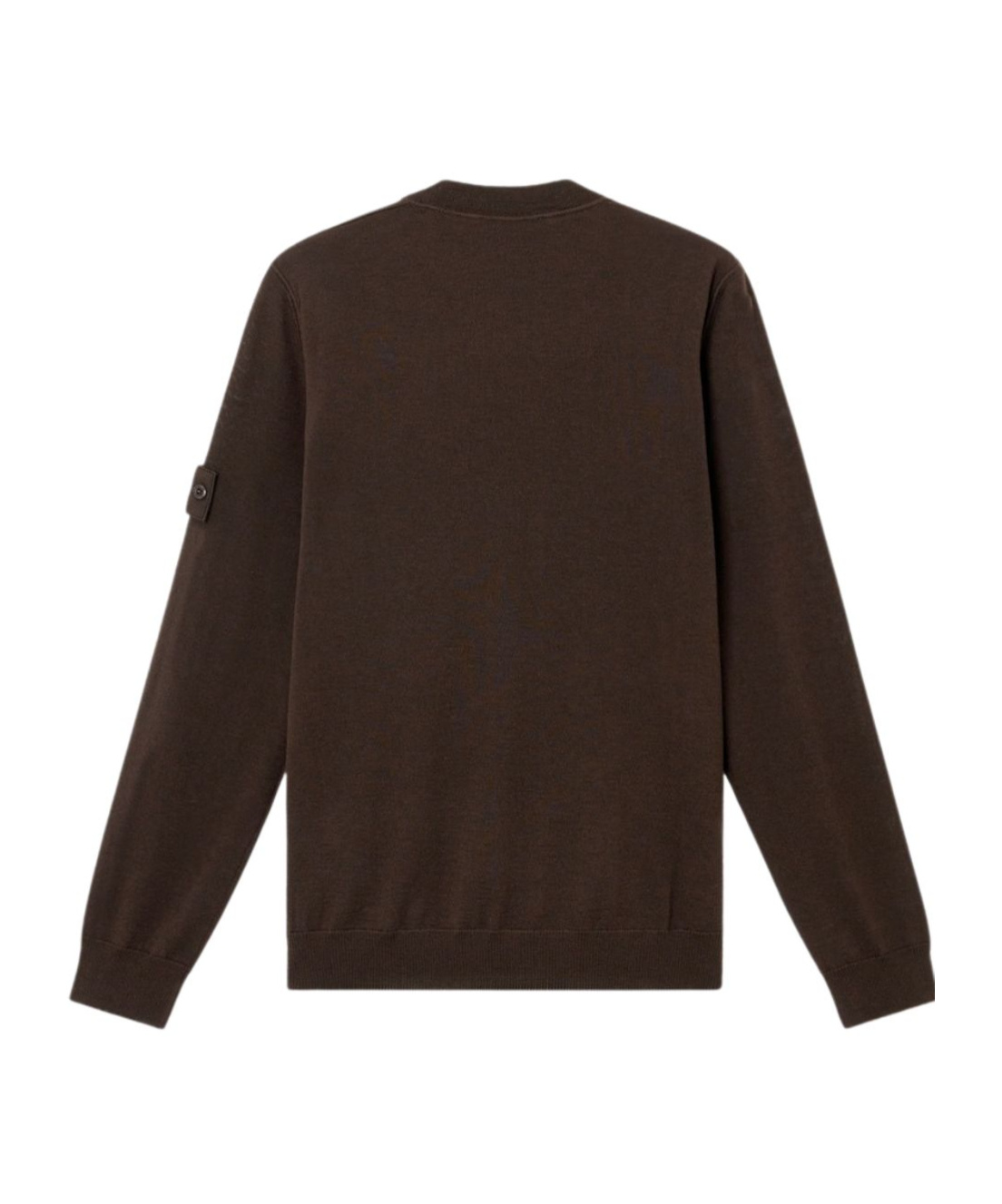 Stone Island Crewneck Jumper With Ribbed Trims In Brown