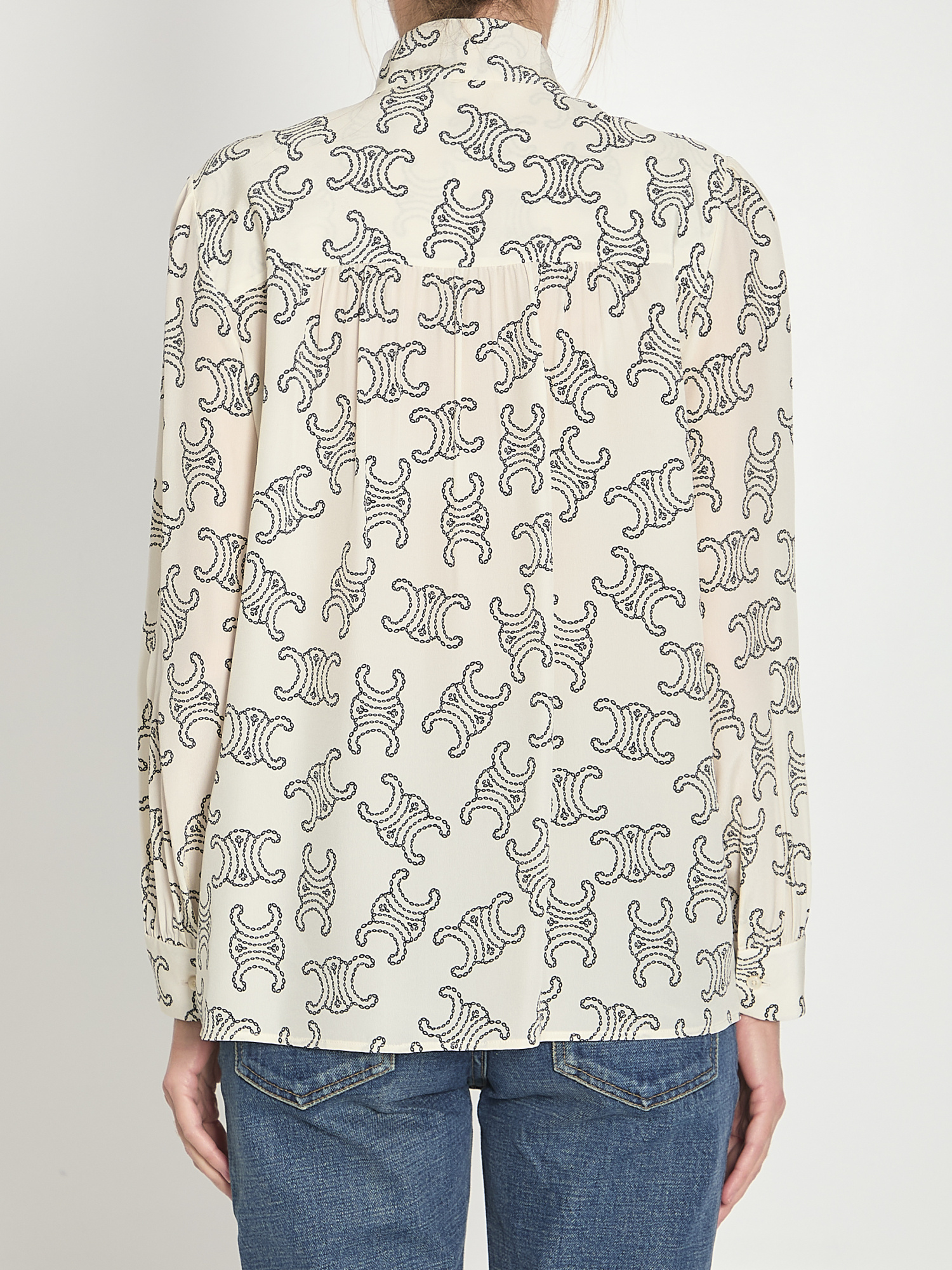 Celine Lapel Long-sleeved Shirt In White