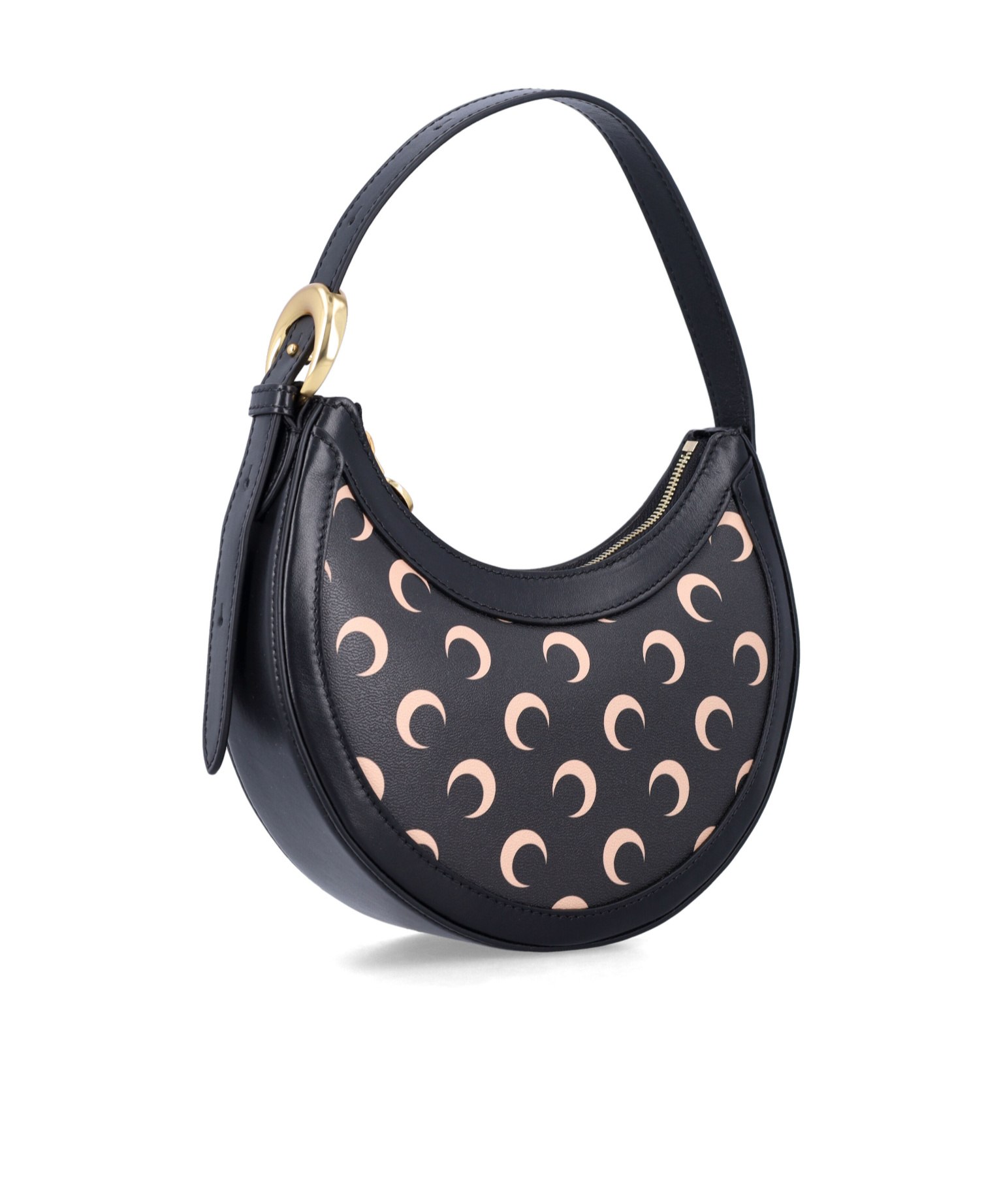 Marine Serre Black Moon Canvas Eclips Mini Shoulder Bag In Black