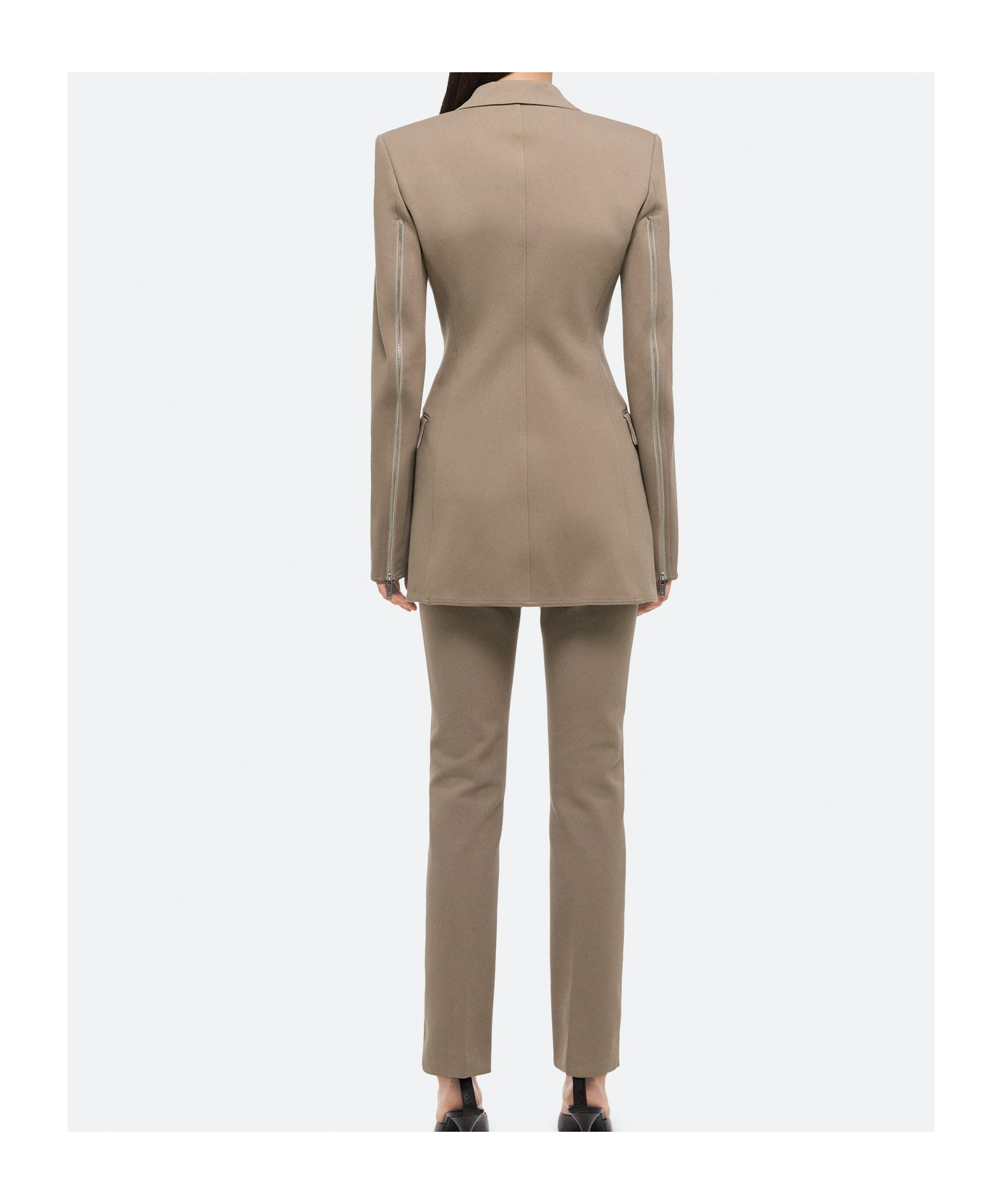 Helmut Lang Roma Zip Sleeve Single Breasted Ponte Knit Blazer In Nude
