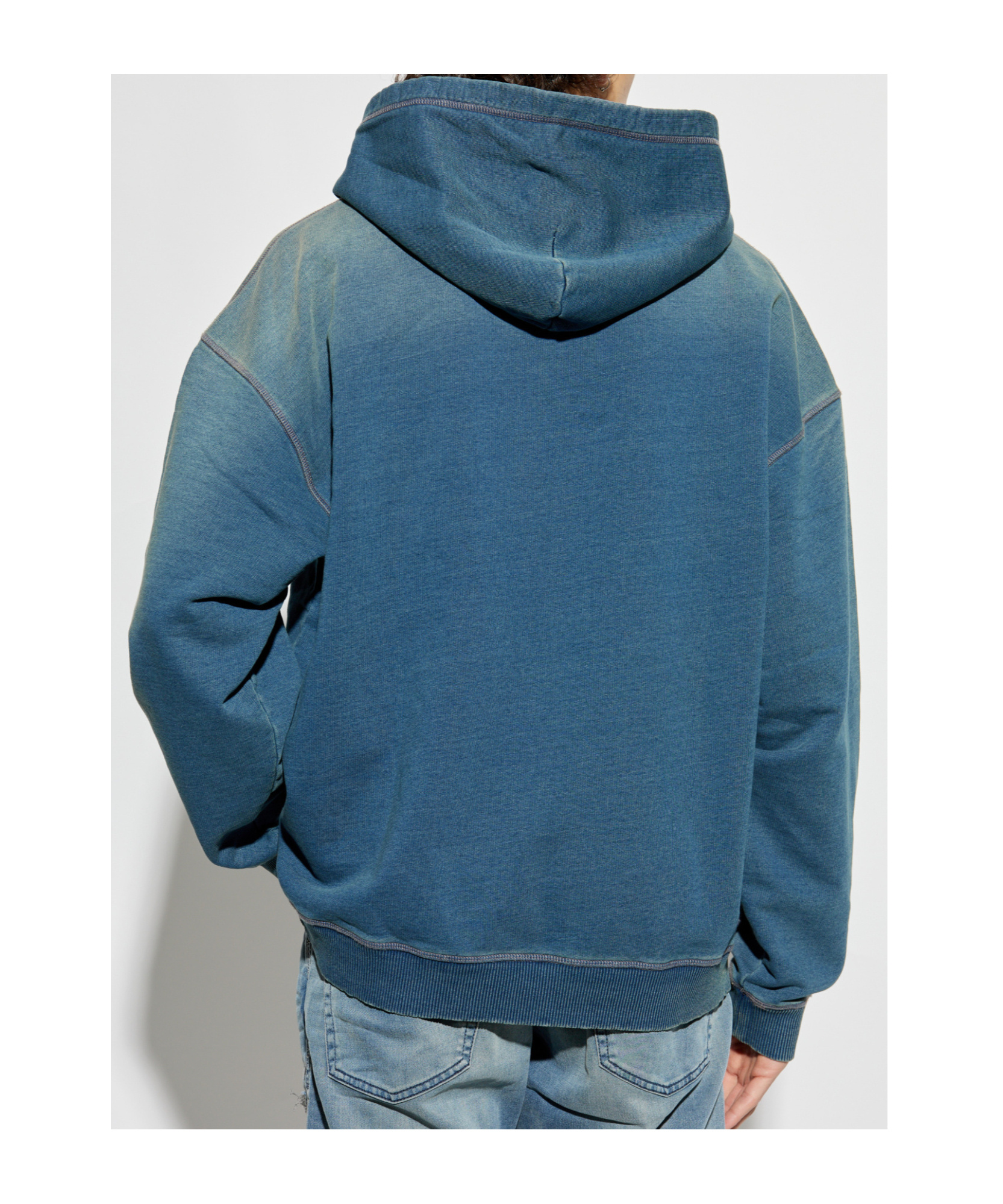 Diesel 'boxt-hood' Blue Hoodie With Fixed Hood And Oval D Logo Embroidery On The Front In Blue