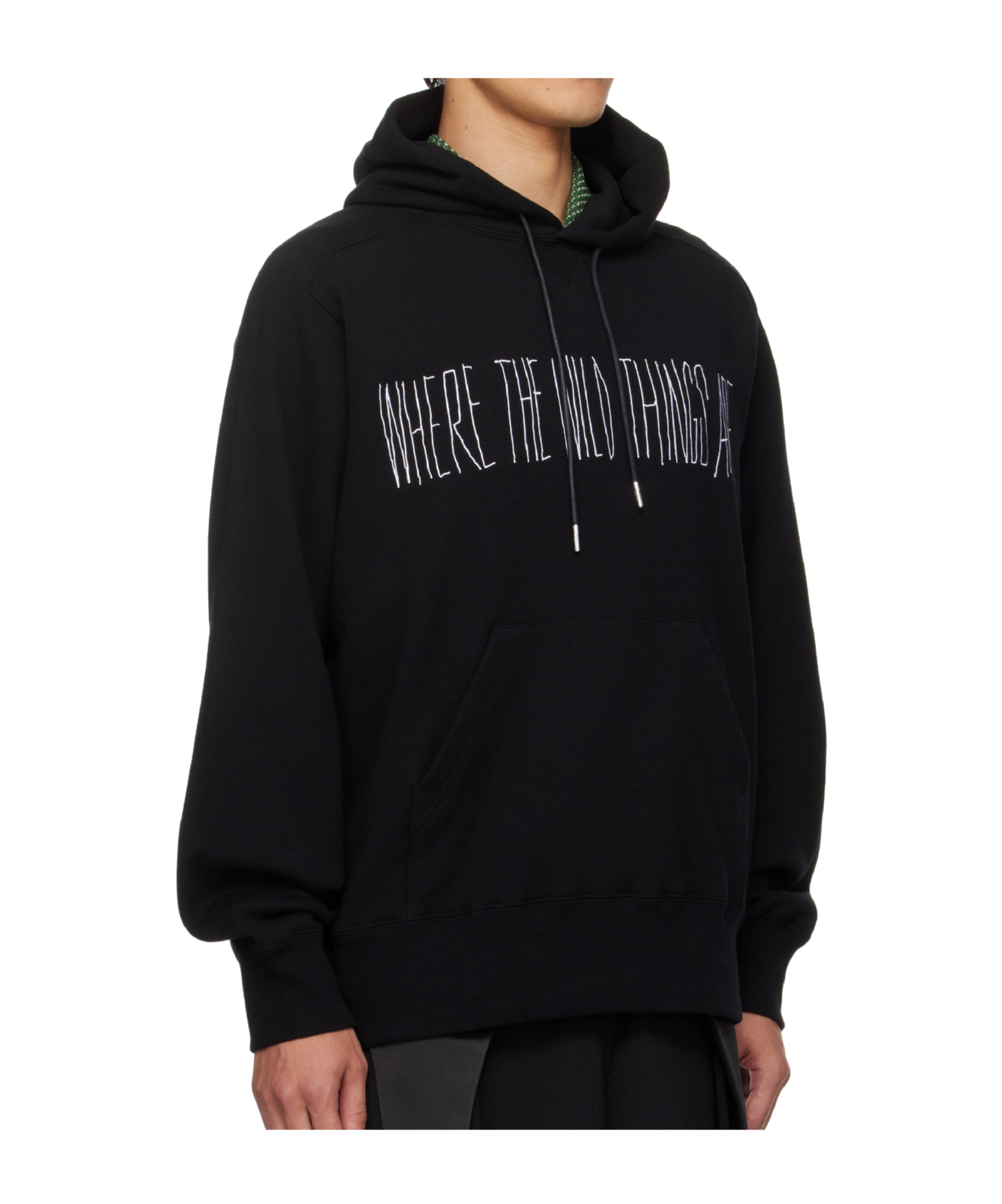 Sacai Long-sleeved Hooded Sweatshirt In Black