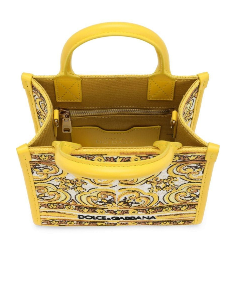 Dolce & Gabbana Mini Dg Daily Canvas Tote Bag In Yellow