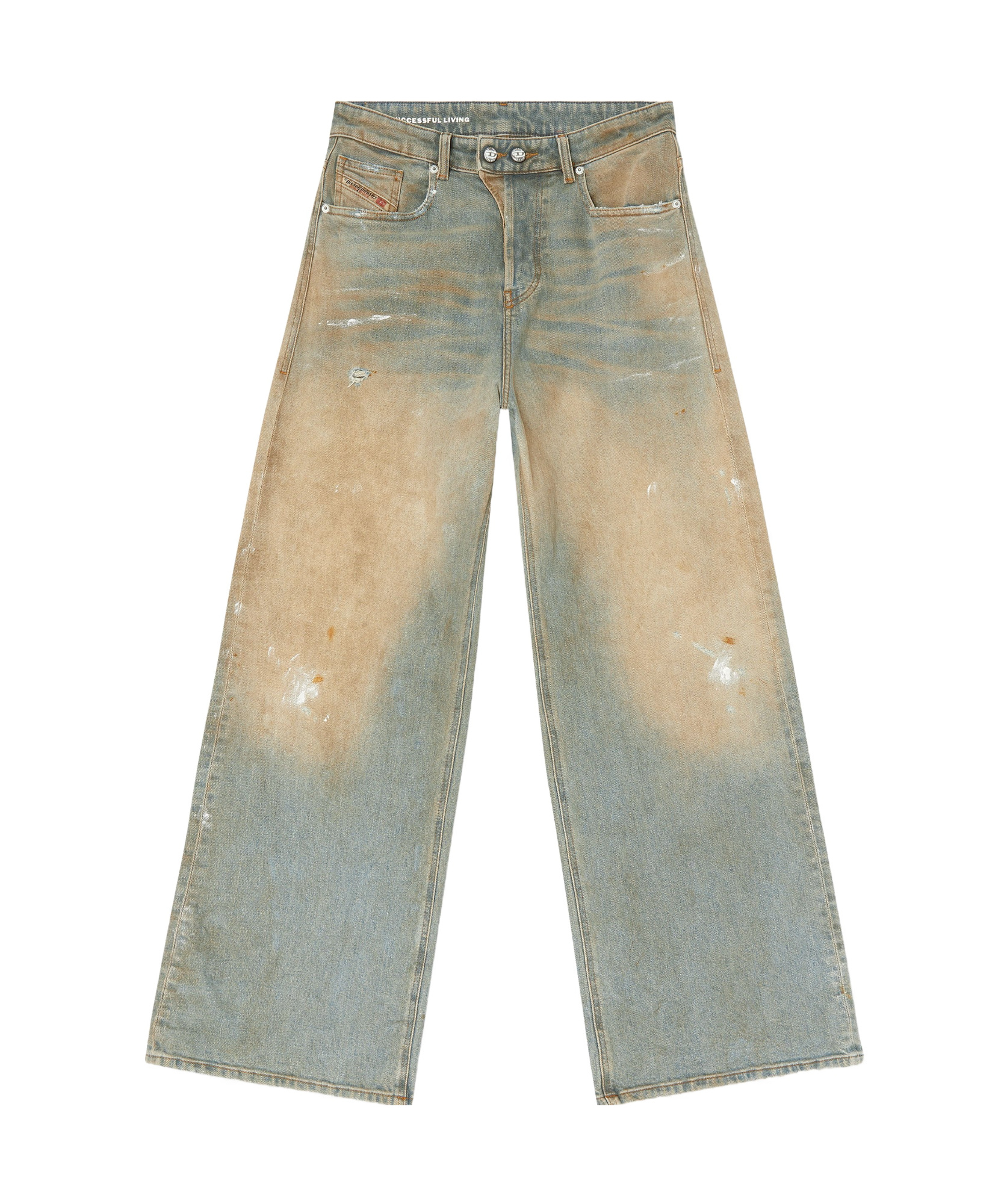 Diesel Wide-leg Jeans With A Worn-in Effect In Gray
