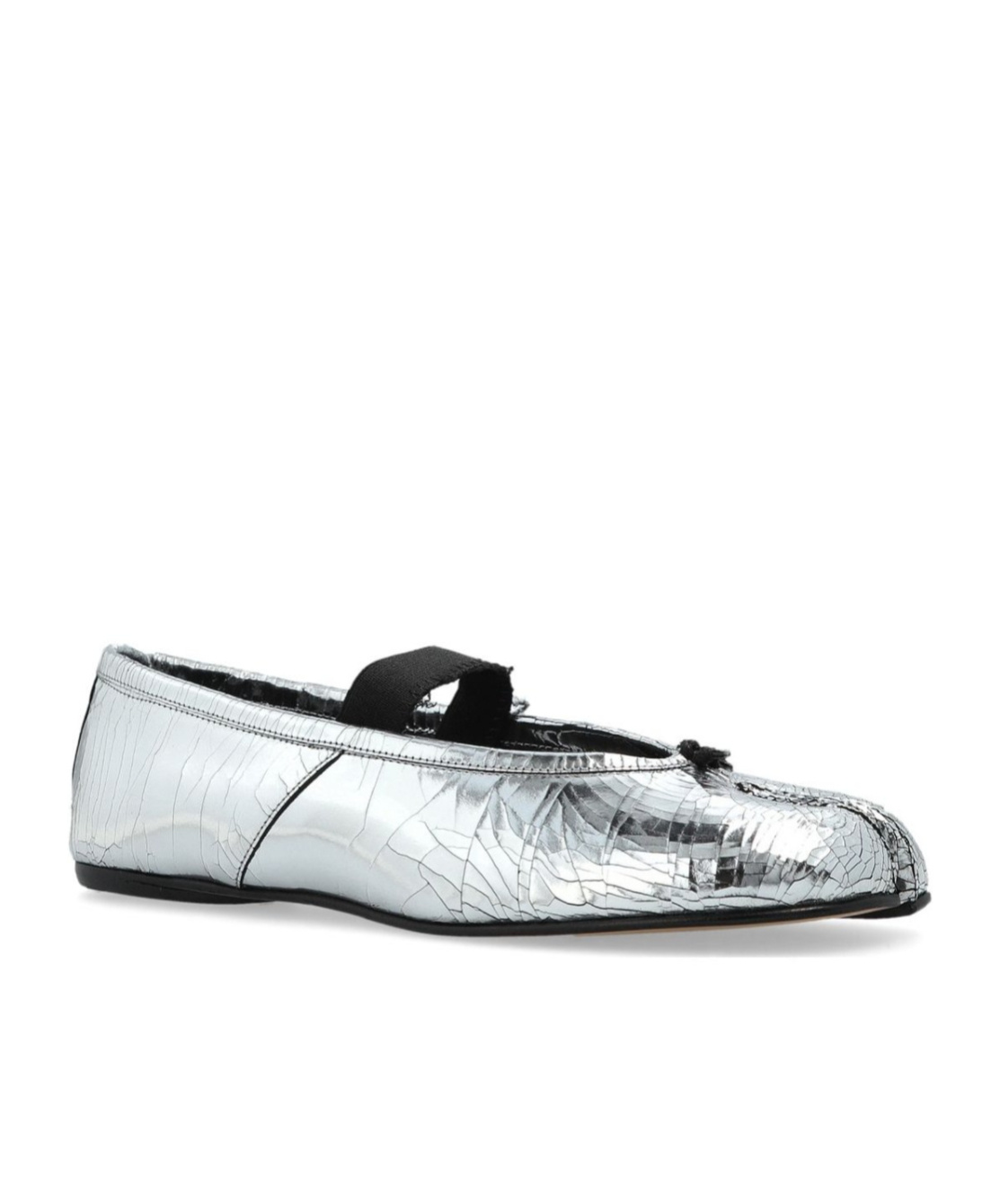 Maison Margiela Tabi Split-toe Metallic Cracked-leather Ballet Flats In Multi
