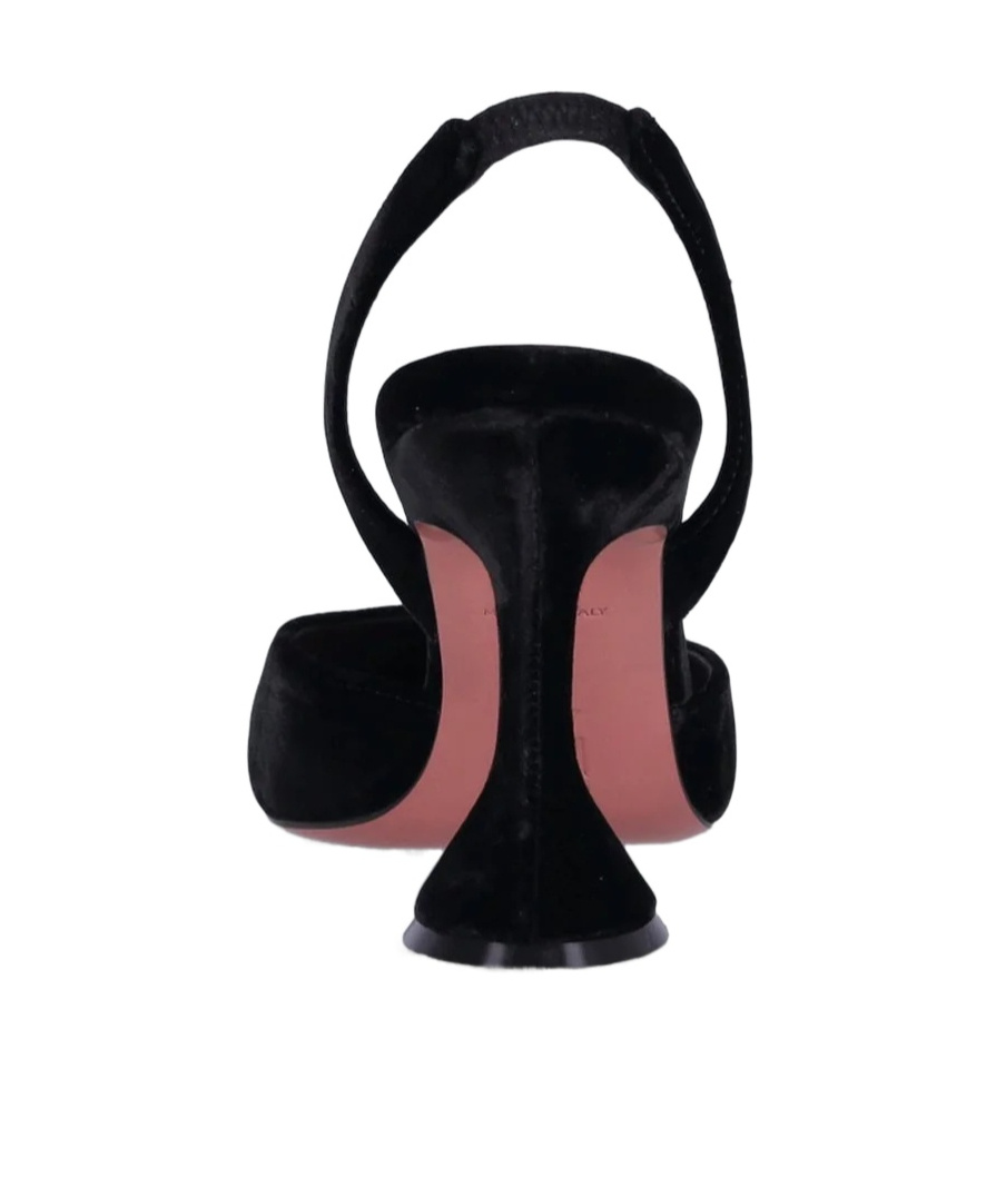 Amina Muaddi Womens Black Holli 70 Suede Slingback Heels In Black