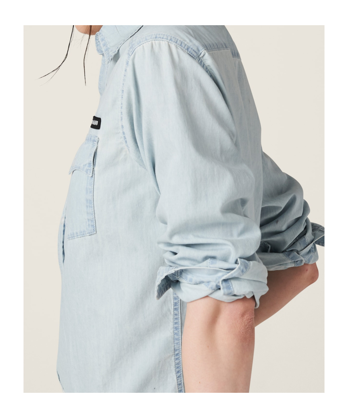 Miu Miu Menswear Chambray Button Down Shirt In Blue