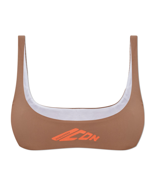 Dsquared2 Logo-print Bikini Bra In Brown