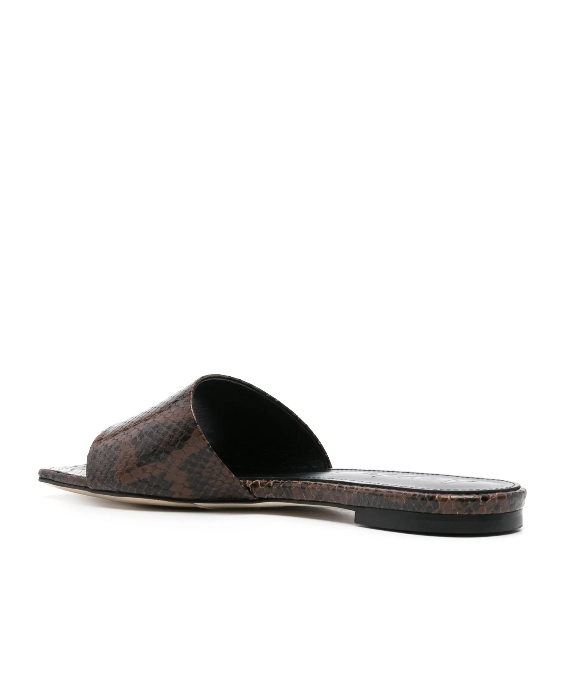 Aeyde Square Toe Flat Sole Sandals With Textured Finish In Moka