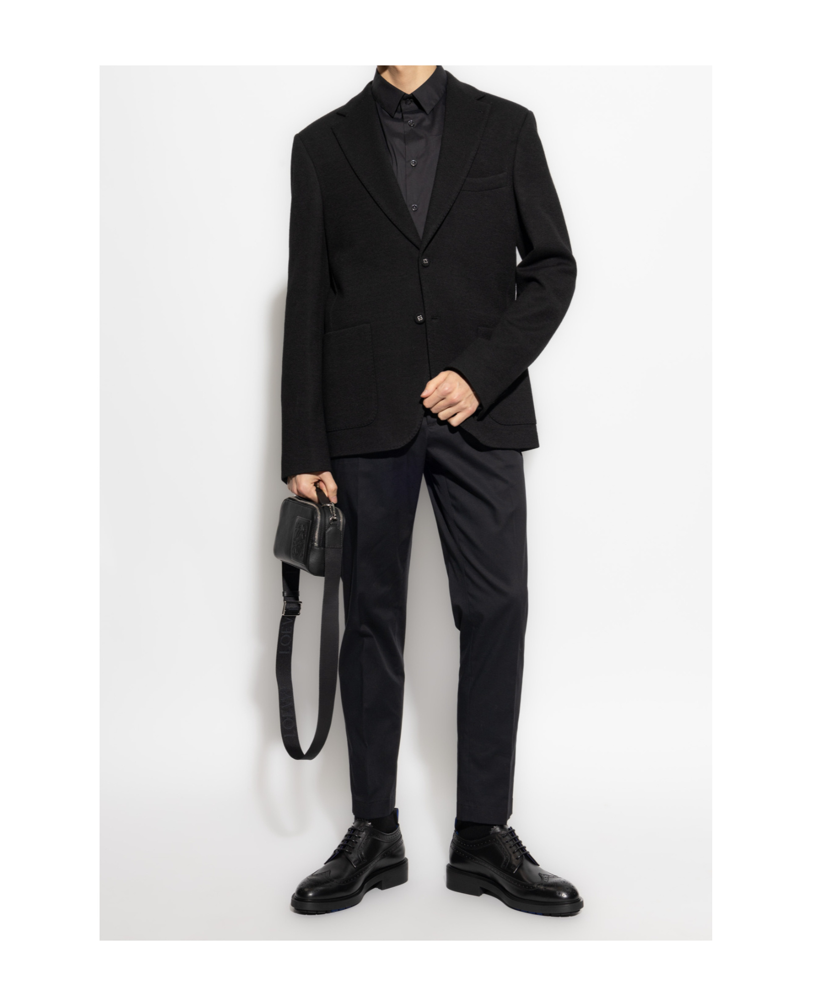 Giorgio Armani Long-sleeved Shirt In Black