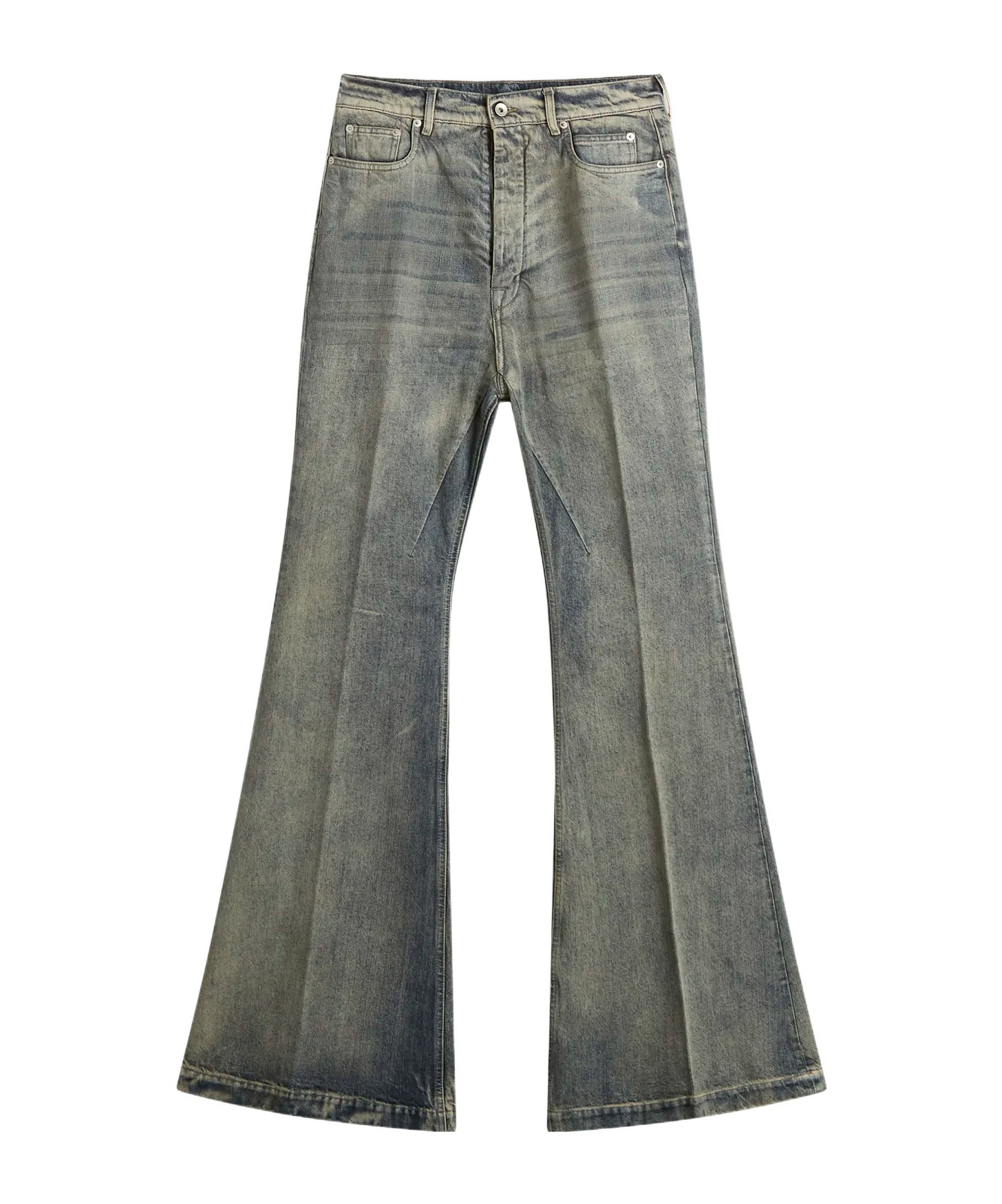 Rick Owens Cotton Flared Jeans In Gray