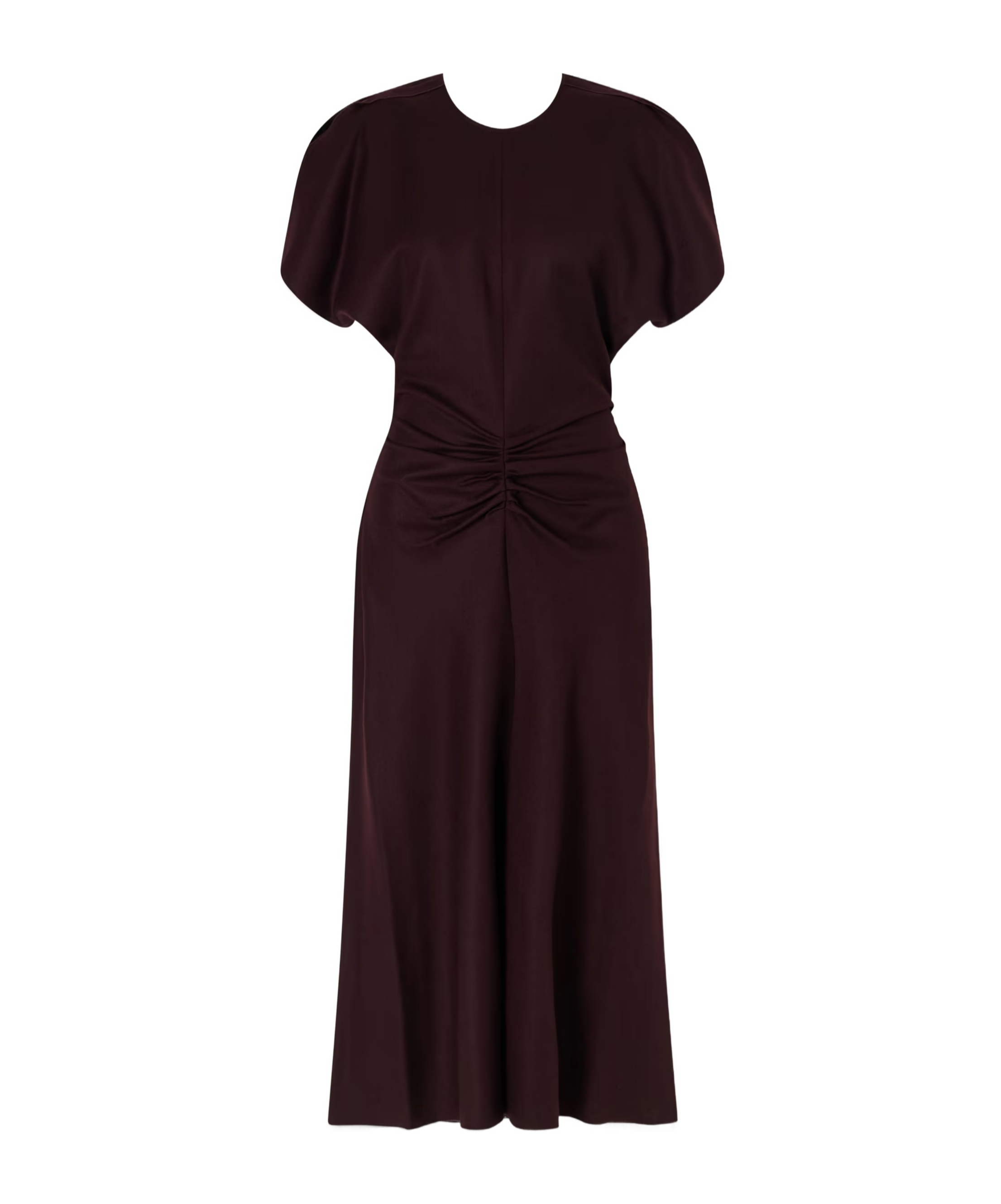 Victoria Beckham Midi Dress With Round Neck In Burgundy