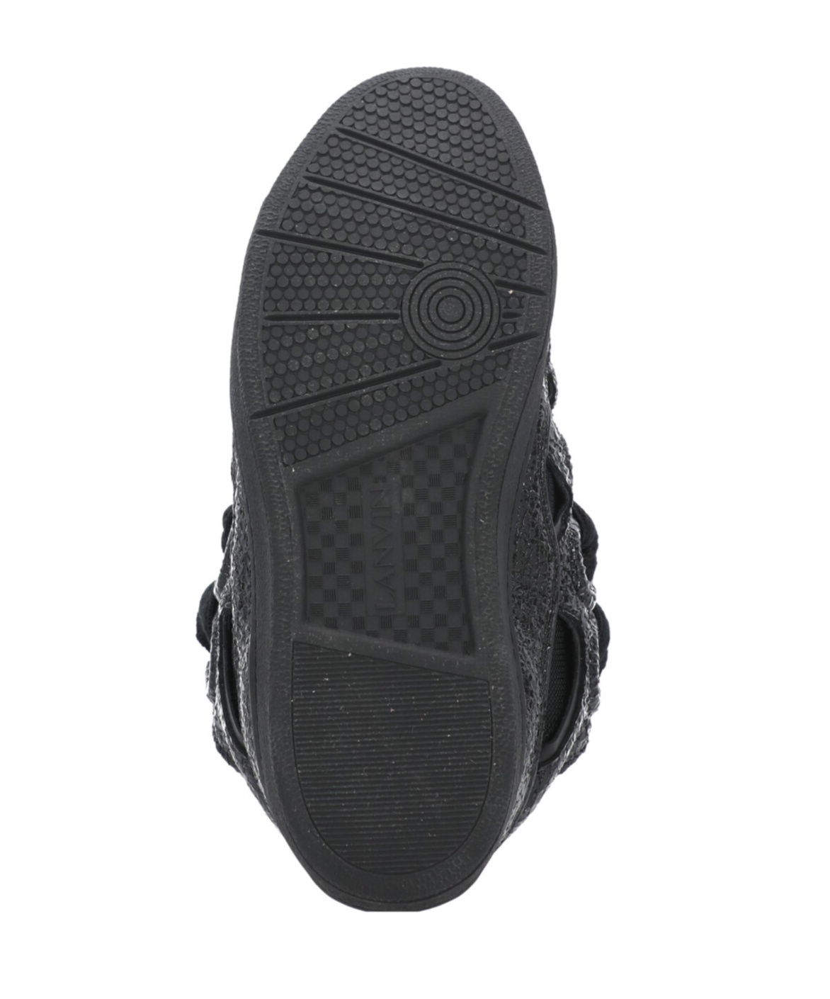 Lanvin Curb Grain Lace-up Sneakers In Black