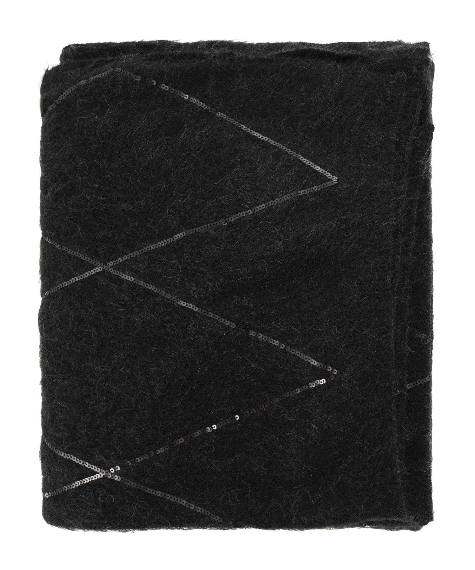 Brunello Cucinelli Luminous Diamond-pattern Scarf With Micro-sequins 66 X 218 Cm In Black