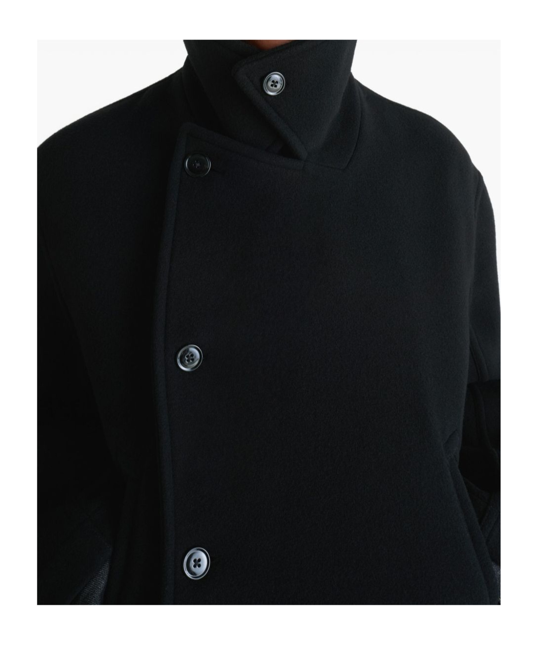 Lemaire Double Breasted Boxy Peacoat Side Pockets In Black