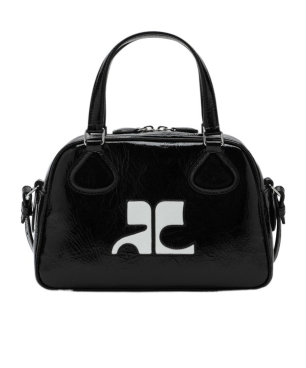 Courrèges Reedition Bowling Leather Bag In Black