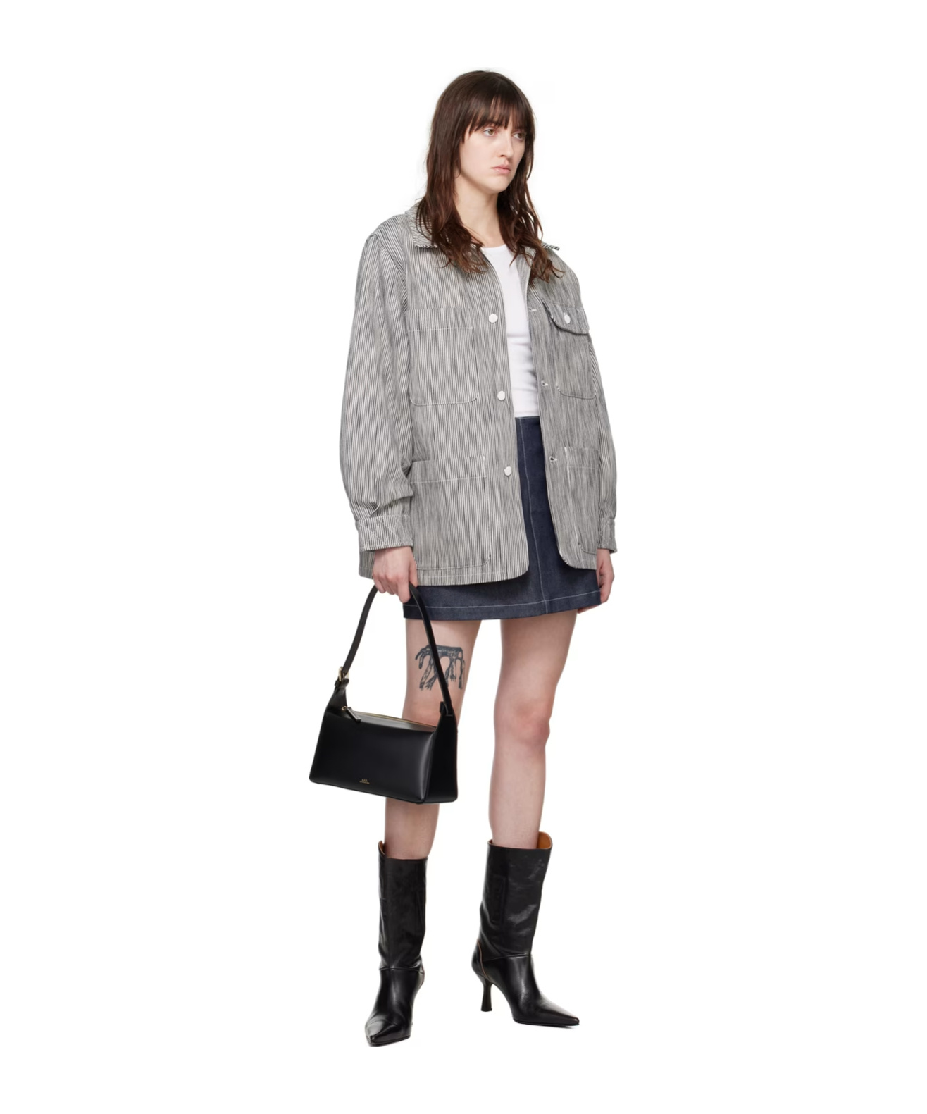 Apc Striped Casual Jacket In Gray