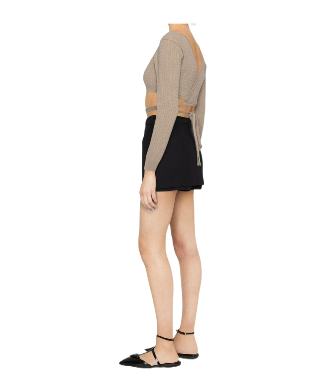 Patou Wrap Knit Top With Long Sleeves In Brown