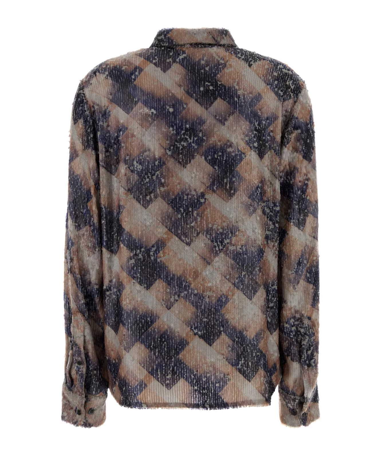 Dries Van Noten Womens Purple Sequin Curved-hem Woven Shirt In Multi