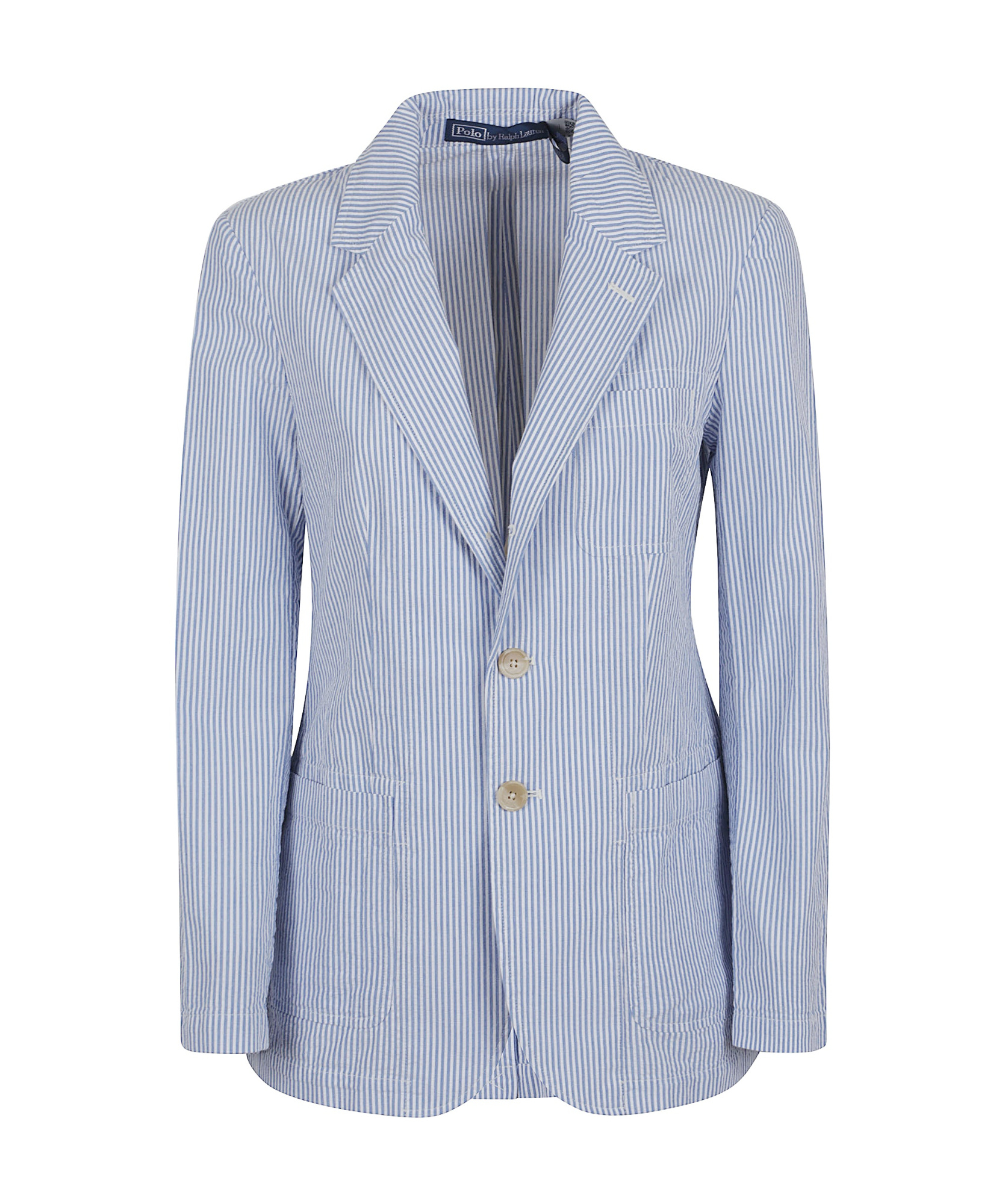 Polo Ralph Lauren Tailored Cotton Blazer With Subtle Striped Pattern In Blue