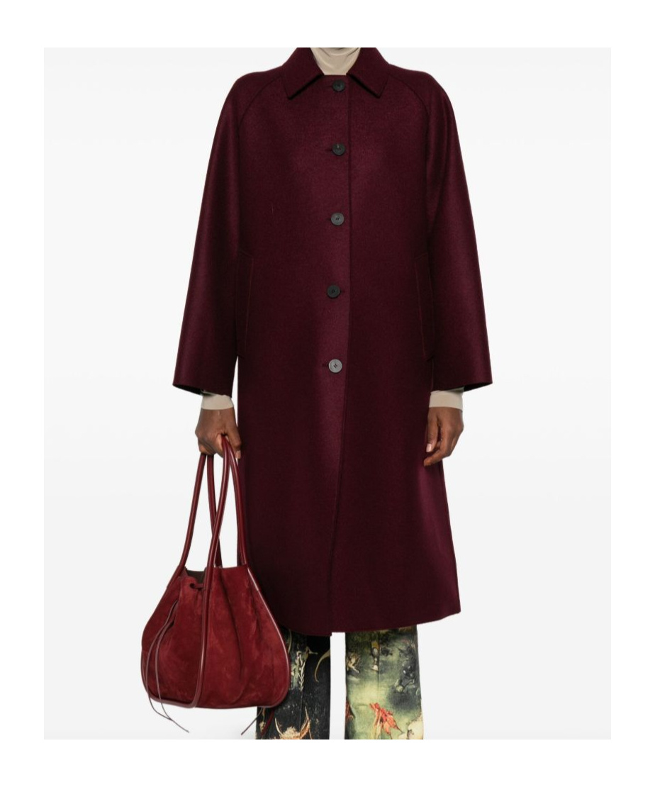 Harris Wharf London Wool Single-breasted Coat In Burgundy