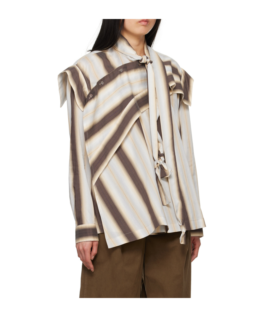 Lemaire Asymmetrical Scarf Shirt In Multicolor
