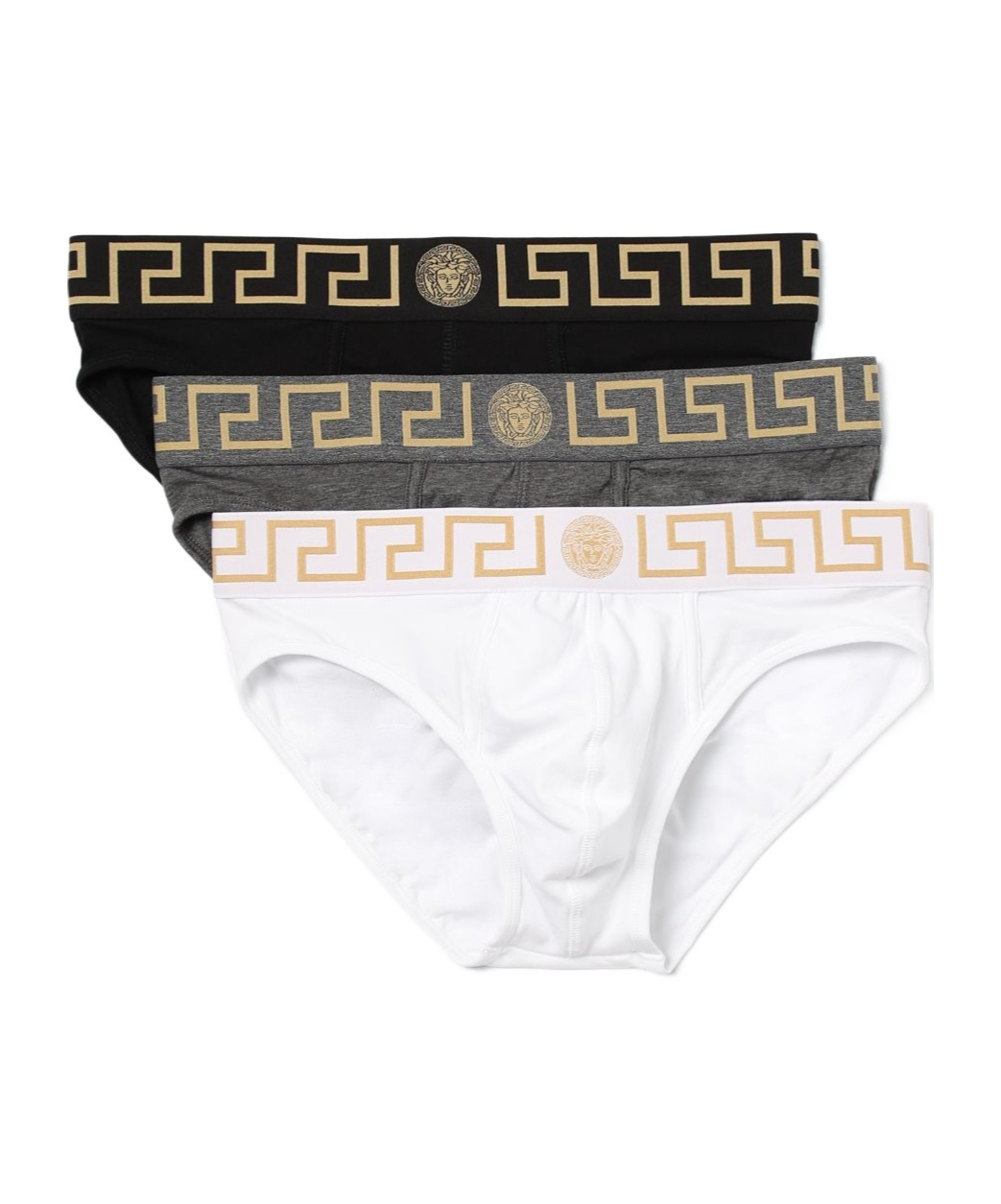Versace Greca Medusa Head Briefs (set Of Three) In White