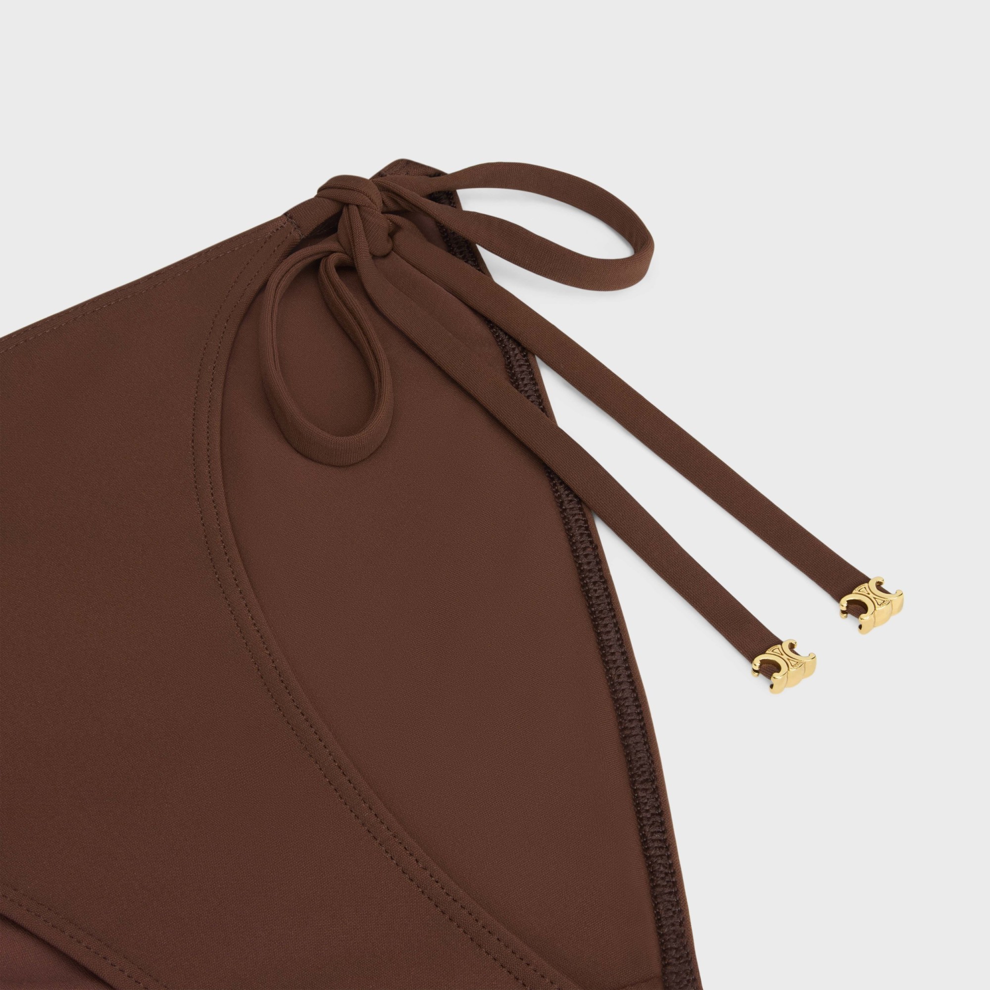 Celine Triomphe Swimsuit Botton In Matte Jersey In Brown